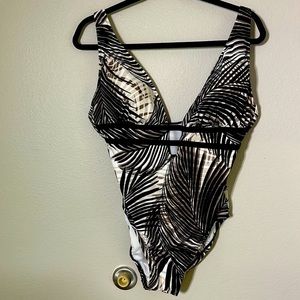 NEUTRAL Colored Palm Leaf Full-Piece Bathing Suit